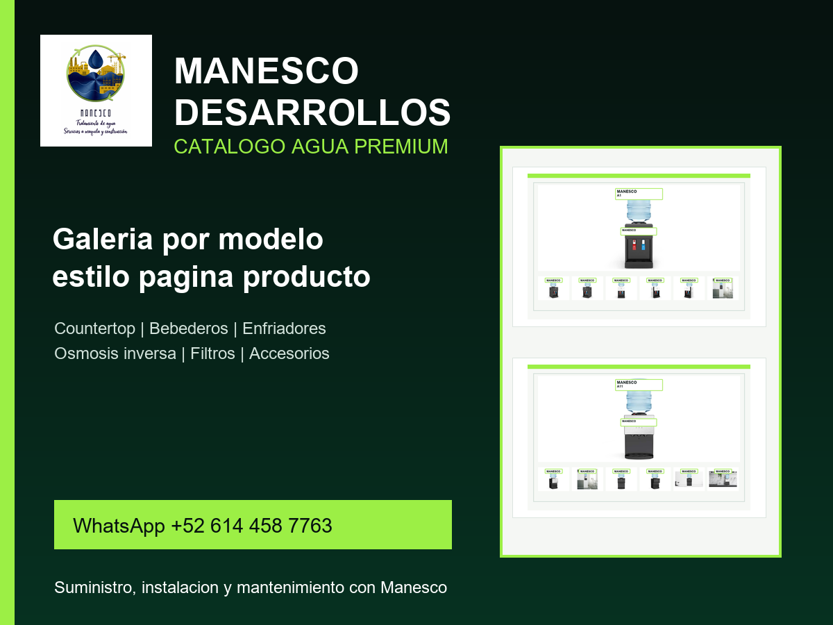 Portada Catalogo Manesco de equipos de agua premium