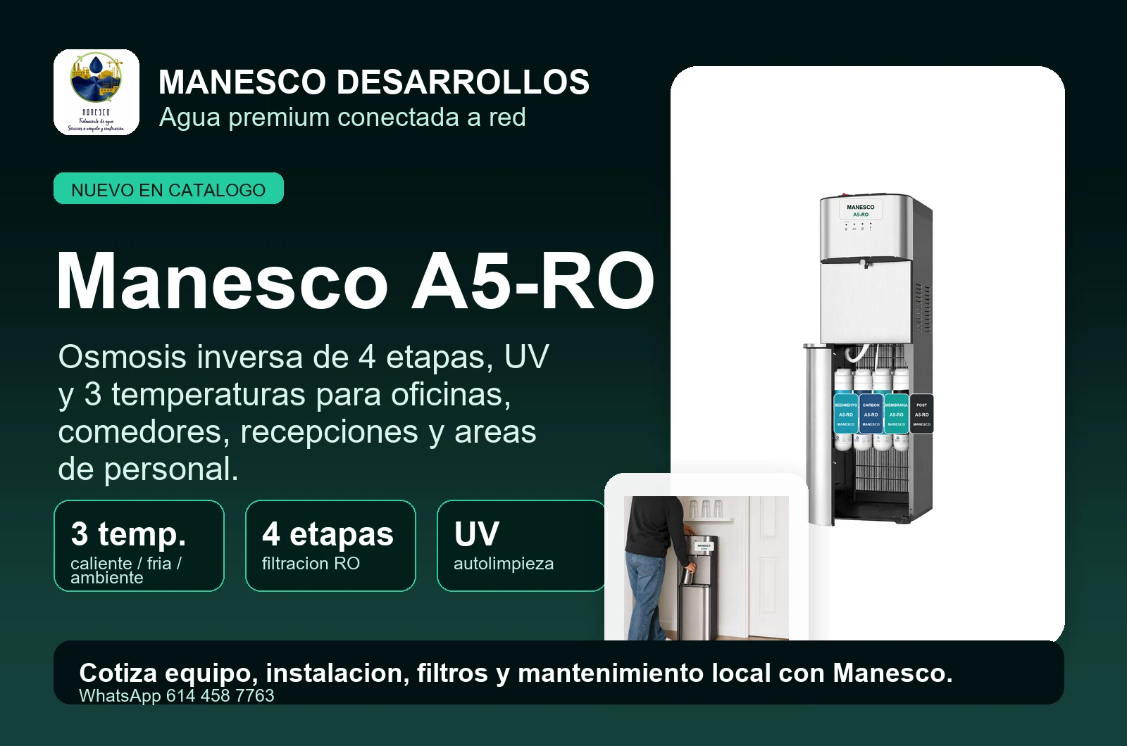 Aplicacion recomendada para Manesco A5-RO osmosis inversa sin garrafon