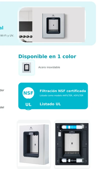 Aplicacion recomendada para A50-SB llenador de botellas mural